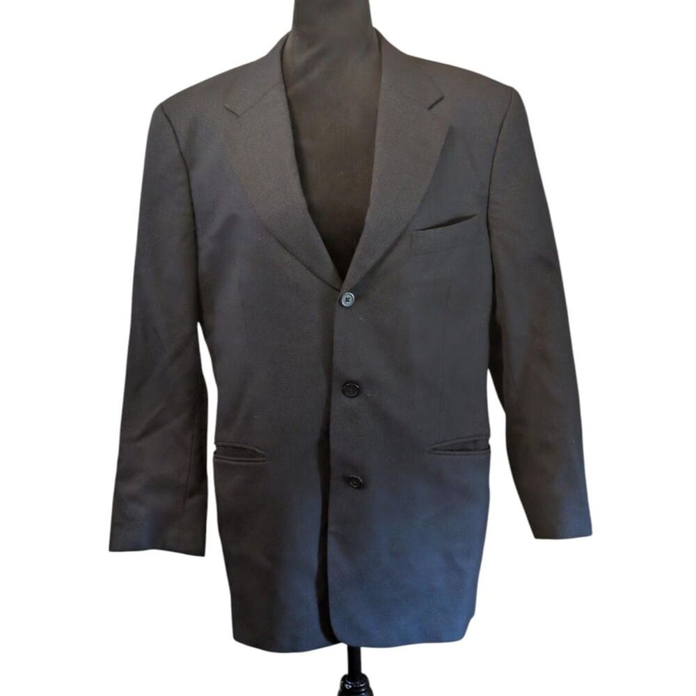 Jhane Barnes 90s Dark Academia 3-Button Textured Wool Car Coat Blazer, Men's 38S